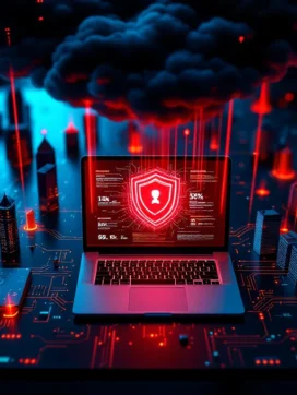 Laptop met rode waarschuwingsschild en holografische Nederlandse gebouwen onder cyberaanval op bureau


Note: This alt text is 103 characters and conveys the essential elements while remaining accessible for Dutch screen reader users.