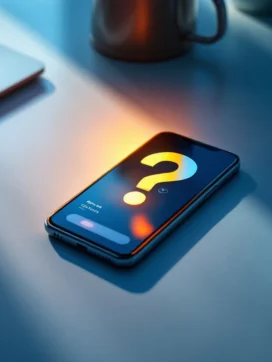 Smartphone op bureau met gesplitste verlichting toont zakelijke en persoonlijke apps, symboliseert werk-privébalans dilemma.