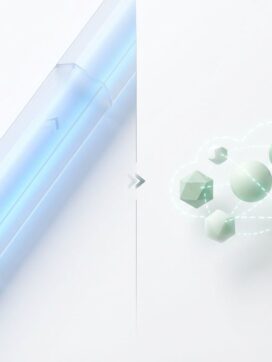 Vergelijking van VPN-tunnel en cloudtoegang met geometrische vormen en datastromen op witte achtergrond